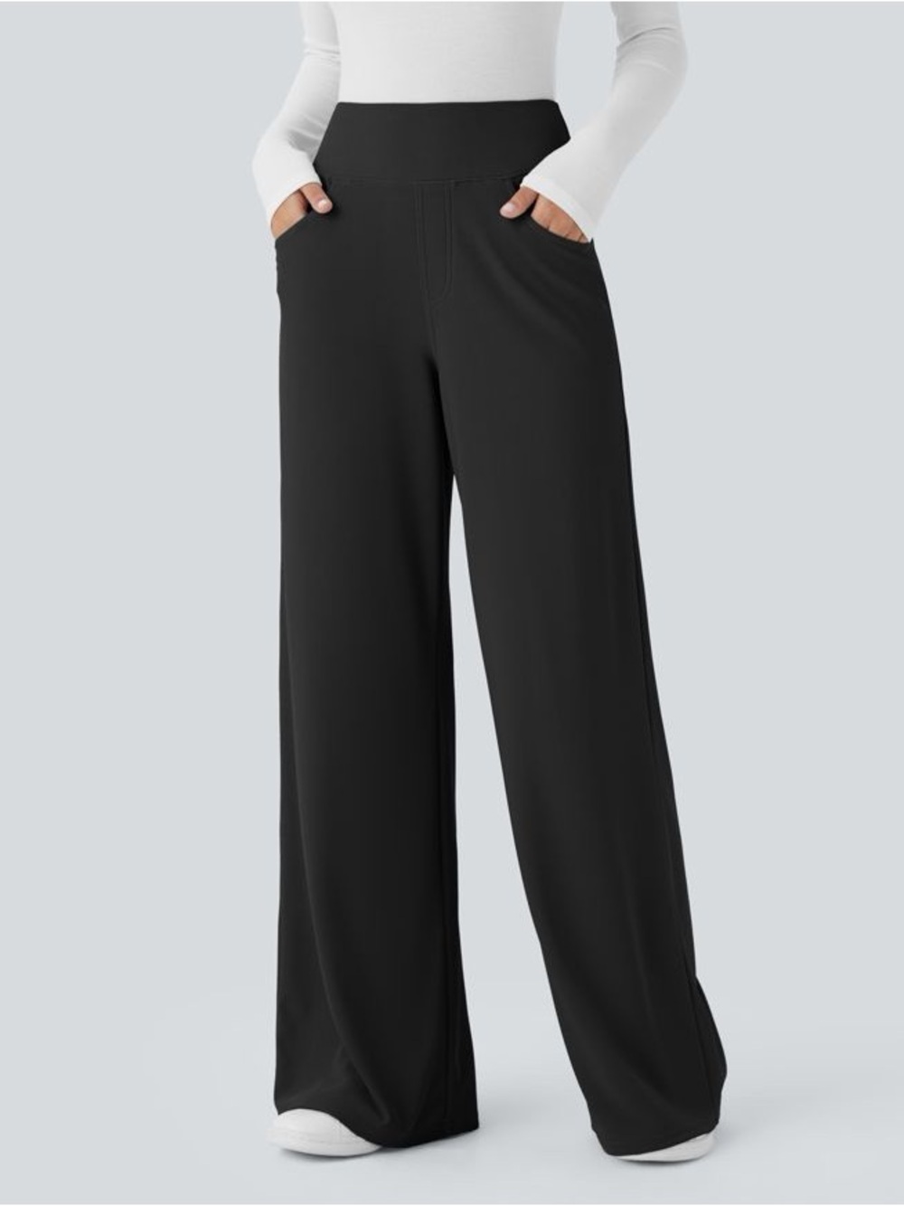 Halara Flex High Waist Tummy Control Wide Leg Micro Waffle Work Pants